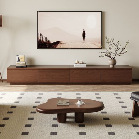 Latitude Run® Walnut veneer paint combination TV cabinet | Wayfair Walnut Tv Unit, Mounted Tv Unit, Paint Combinations, Mounted Tv, Walnut Veneer, Tv Cabinet, Tv Cabinets, Tv Unit, Home Interior