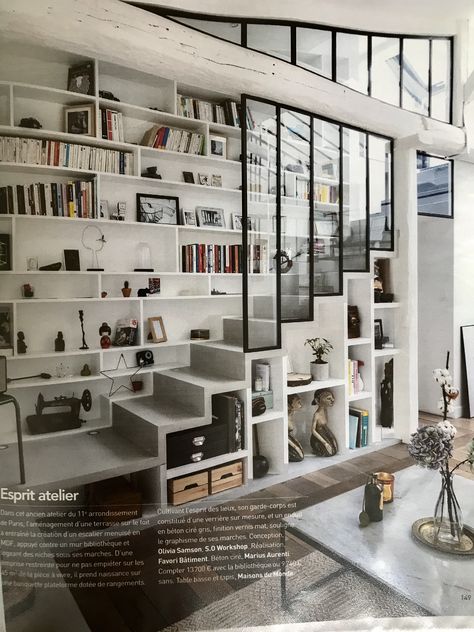 Stairwell Bookcase, Stairs With Windows, Loft Wallpaper, Ideas Under Stairs, Stairs Shelves, Bookcase Stairs, Library Loft, Stair Bookshelf, Stair Shelves