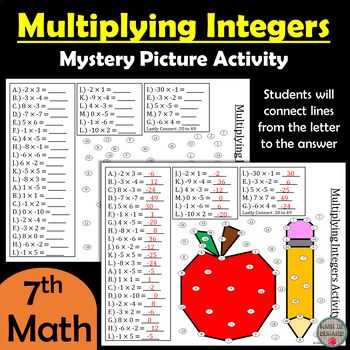 Math in Demand: Multiplying Integers Mystery Picture Activity Multiplying Integers, Math Early Finishers, Exit Slips, Math 8, Multiplication Problems, Math Interactive, Math Interactive Notebook, Interactive Science Notebook, Science Topics