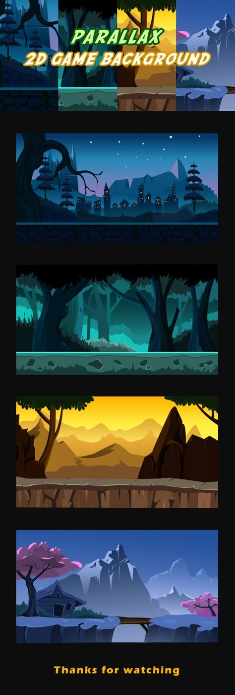 2d Game Inspiration, Platformer Game Background, 2d Game Environment Concept Art, Parallax Background Game, Platform Game Background, Simple 2d Game Art, 2d Platformer Background, 2d Game Art Background, 2d Game Art Environment