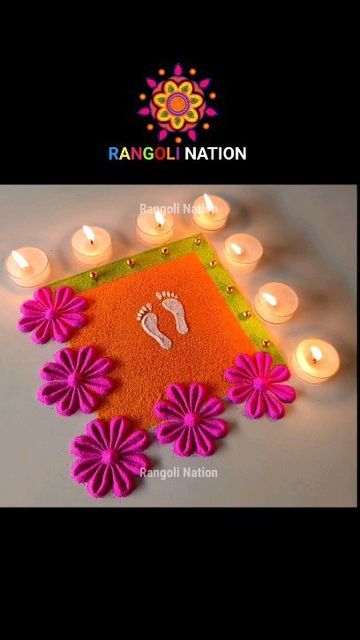 Easy Yet Beautiful Rangoli, Simple Asthetic Rangoli Design, Ganesha Rangoli With Flowers, Simple Decoration For Diwali, Rangoli Designs Essay, Diwali Small Rangoli Designs, Diwali Rangoli Designs Simple And Easy, Aesthetic Rangoli Designs Easy, Wall Rangoli Design