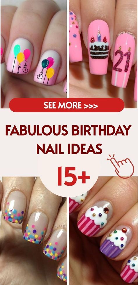 Elevate your birthday celebration with a vibrant burst of color through our stunning nail ideas! Our expert technicians are here to design manicures using bold hues like neon shades, glitter details, and rainbow patterns. Whether you wish to complement your party theme or make a statement, our fabulous birthday nail inspirations promise to add the ideal dose of fun and style to your special day. Prepare to embrace a spectrum of colors and bring lively energy to the festivities! 50th Bday Nails, Confetti Nail Designs, 50th Birthday Nail Ideas, Birthday Theme Nails, 50th Birthday Nails Design, Birthday Themed Nails, Happy Birthday Nails Designs, Fun Birthday Nails, Birthday Party Nails