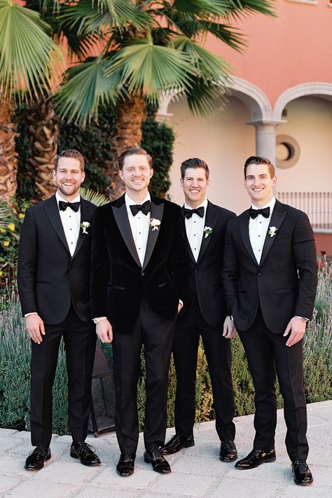 Groom Suit Velvet, Mens Tuxedo Wedding Black Groom Suits, Mens Black Tuxedo Wedding, Velvet Groomsmen Attire, Black Tuxedo Wedding Groomsmen, Velvet Tuxedo Men, Grooms Tux Ideas, Velvet Tuxedo Wedding, Velvet Groom Suit