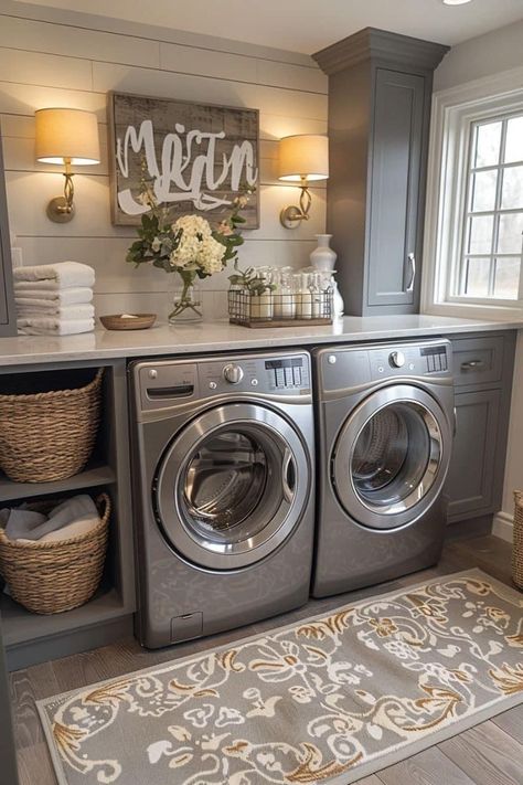 Fun Basement, Basement Laundry Room Ideas, Perfect Laundry Room, Country Cottage Farmhouse, Stylish Laundry Room, Basement Laundry Room, Dream Laundry Room, Basement Laundry, Laundry Room Layouts