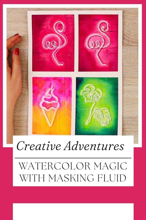 Watercolor painting is like a magical journey of transparency and vibrancy, and now, we're about to take it up a notch! Introducing masking fluid – your key to preserving untouched paper and creating jaw-dropping effects. In this article, we're diving into some fun and innovative ways to infuse your watercolor art with this exciting technique. Whether you're just starting out or a seasoned artist, these ideas will spark your imagination and bring a smile to your creative soul... Masking Fluid Art, Masking Fluid Watercolor Ideas, Masking Fluid Ideas, Masking Fluid Watercolor, Watercolor Painting Ideas, Fun Watercolor, Creating Texture, Watercolour Inspiration, Watercolor Paintings Abstract