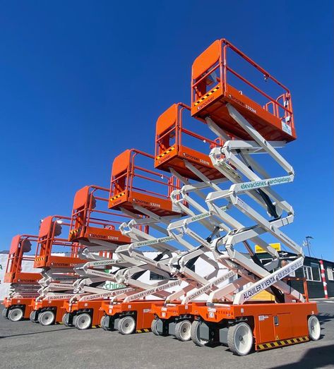 The order includes six slab electric scissor lifts – five 19ft S3219Es and a 26ft S3226E – plus a 46ft A46JE electric articulated boom lift, all of which were sold and delivered by Spanish subsidiary Ahern Iberica. The company has said the new units were purchased in response to growing demand for electric powered lifts. #access #accessplatform #cherrypicker #workatheight #poweredaccess #aeriallift #snorkel #lifts Electric Scissors, Boom Lift, Snorkels, Scissor Lift, Truck Cranes, Rental Company, Electric Power, Heavy Equipment, Snorkeling