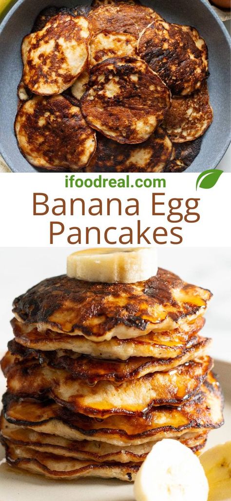 Banana Egg Pancakes are made with 3 ingredients, contain a boost of protein and cook to golden brown with crispy edges. Perfect for wholesome busy mornings! Banana Egg Pancakes 2 Ingredients, Banana Egg Pancakes, Egg Pancakes, 30 Minute Meals Healthy, Banana And Egg, No Egg Pancakes, Healthy Casseroles, Healthy Instant Pot Recipes, Instant Pot Recipes Chicken