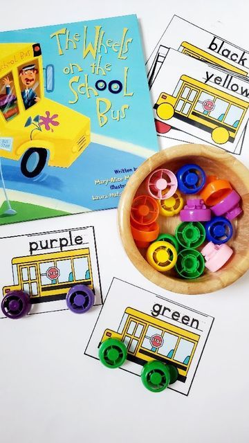 Preschool Wheels Activities, The Wheels On The Bus Activities, Wheels On The Bus Activities, Wheels Preschool, Ecse Classroom, Hands On Learning Activities, Math Counters, Color Activity, Bus Art