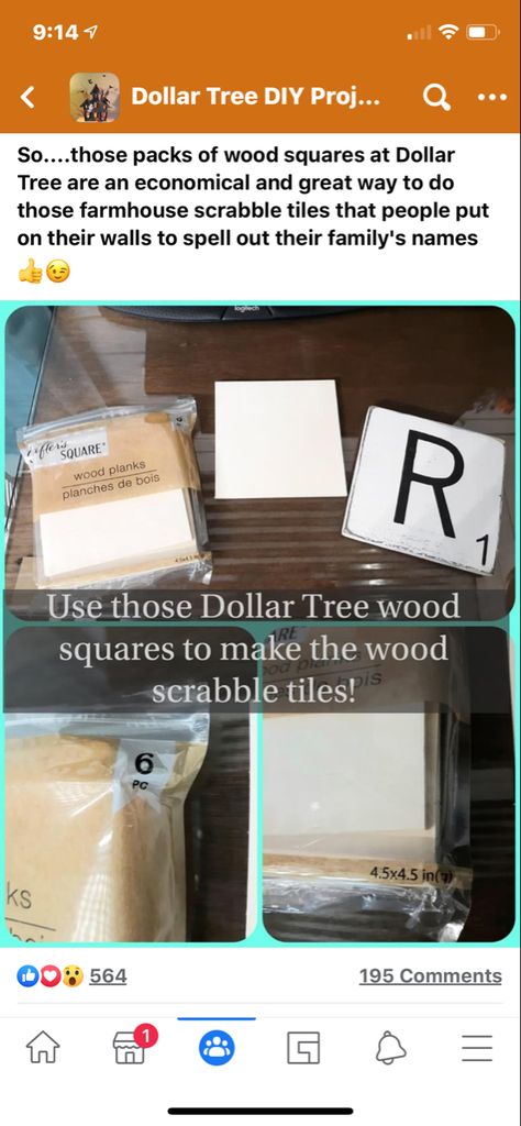 Dollar Tree Square Wood Plank Crafts, Dollar Tree Wood Planks Ideas, 5 Min Crafts, Dollar Tree Finds, Cheap Crafts, Scrabble Tiles, Wood Square, Wood Planks, Dollar Tree Crafts