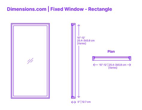 A rectangle fixed window is a type of window with a shape of a rectangle, with four sides of equal or unequal length and four right angles. The window is fixed in place and cannot be opened or closed. The rectangular shape is highly stable and efficient in weight distribution, making it a common choice for windows in buildings. Downloads online #windows #fixedwindow #buildings #construction Window Types Architecture, Fixed Window Detail, Fixed Window Design, Fixed Window, Commercial Windows, Window Dimensions, Shop Drawing, Window Drawing, Interior Architecture Drawing