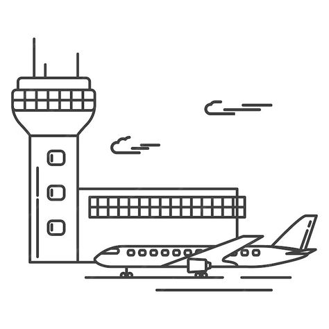 Premium Vector | Vector airport and aircraft the terminal plane is passenger. Airport Clipart, Airport Drawing, Vacation Map, Plane Drawing, The Terminal, Minimalist Drawing, Acrylic Letters, Doodle Art Designs, Drawing Images