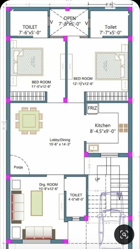 25×55 House Plan, Jamun Recipe, 2bhk House Plan, Layout Plan, Building A Container Home, Guru Pics, House Layout Plans, Plan Drawing, House Map