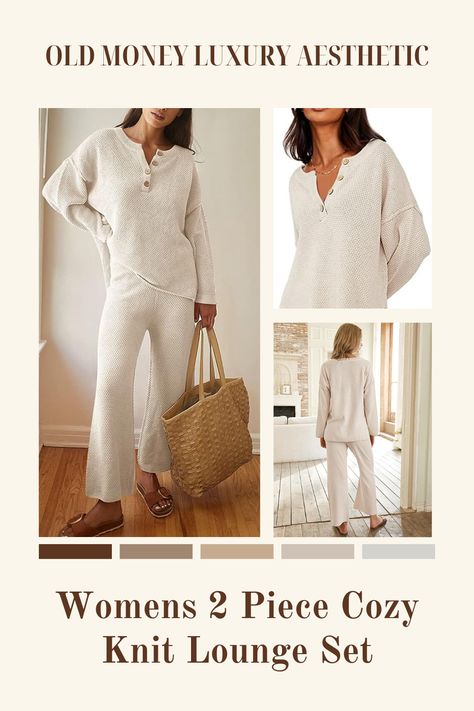 Quiet Luxury Loungewear, Two Piece Matching Set, Knit Lounge Set, Luxury Loungewear, Loungewear Luxury, Luxury Aesthetic, Money Aesthetic, Quiet Luxury, Cozy Knit