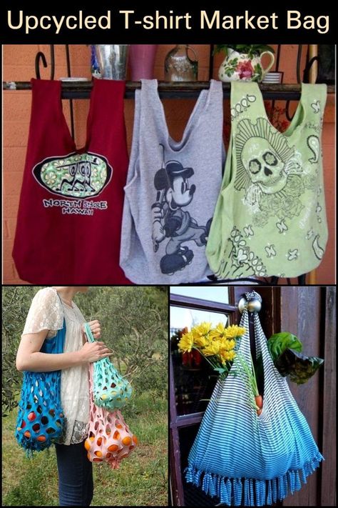 Bag From T Shirt, T Shirt Bags How To Make A, Upcycle T Shirts, Gamle T Shirts, T Shirt Bags, T Shirt Bag, Upcycle Clothes Diy, T Bag, Upcycle Shirt