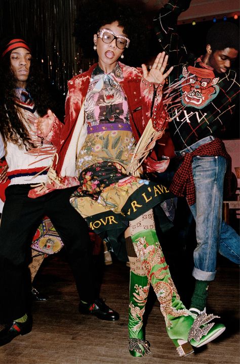 Gucci Pre-Fall 2017 ad campaign. Photo: Glen Luchford. Gucci Pre Fall 2017, Look Disco, Gucci Campaign, Joan Smalls, Northern Soul, Studio 54, Alessandro Michele, Glam Rock, Fashion Editorial