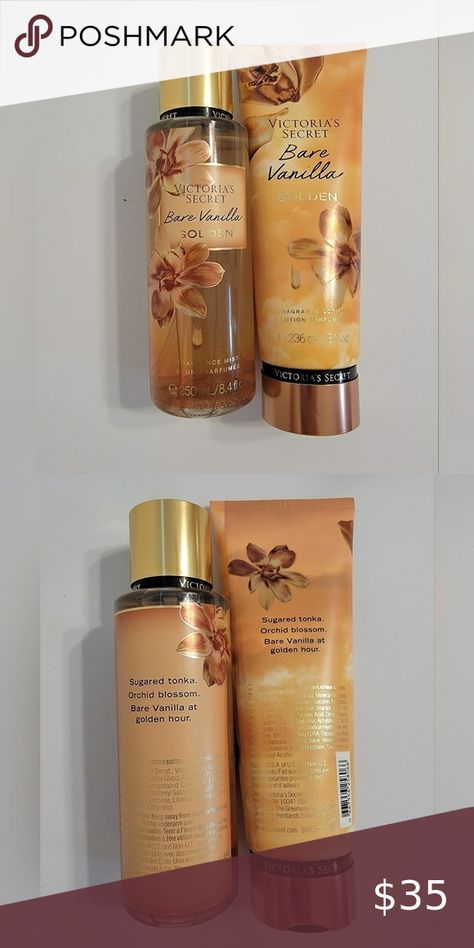 Victoria's Secret 2 pc Set Bare Vanilla "Golden" Bare Vanilla Golden, Victoria's Secret Bare Vanilla, Bare Vanilla, Body Cream, The Body, Mist, Victoria's Secret, Vanilla, Cream