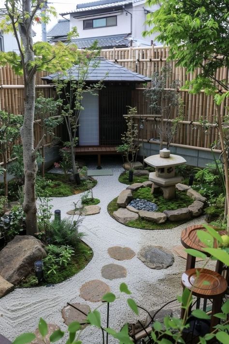 24 Japanese Garden Ideas to Transform Your Backyard into a Serene Oasis - placeideal.com Japanese Garden Design Layout, Indoor Japanese Garden, Zen Garden Backyard, Patio Front Yard, Japanese Garden Backyard, Japanese Garden Style, Small Zen Garden, Japanese Garden Ideas, Small Japanese Garden