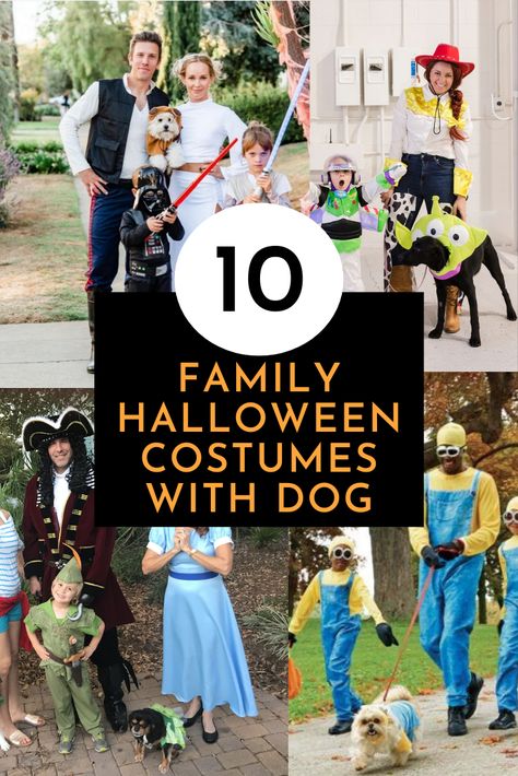 Get 10 super easy and fun family Halloween costume ideas you can choose for Halloween 2021 that incorporate a fun costume for your dog too. Cool Dog Costumes, Cousin It Dog Costume, Puppy And Me Halloween Costumes, Harry Potter Family Costumes With Dog, Couples Costume With Dog Halloween, Halloween Costumes 2 People 2 Dogs, Costume Ideas For Couples And Dog, Family And Pet Halloween Costumes, Dog And Owners Halloween Costumes