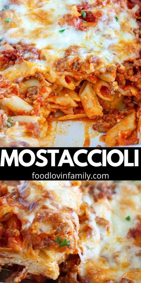 Baked Mostaccioli Recipe, Mostaccioli Recipe, Pasta With Italian Sausage, Baked Mostaccioli, Baked Pasta Casserole, Small Town Woman, Italian Pasta Dishes, Baked Pasta, Favorite Dinner