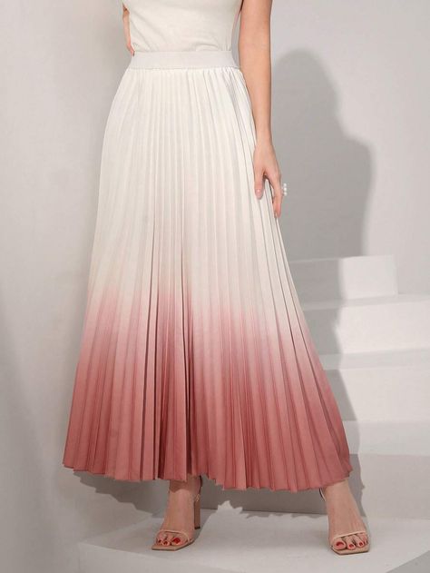 Plated Dress, Skirts Winter, 40s Dress, Ombre Pink, Printed Casual Dresses, Chic Skirts, Trendy Skirts, Evening Dresses For Weddings, Women Skirts