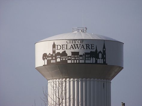 Delaware, Ohio - Photo by daviddominy. Delaware Ohio, Tower Light, Water Towers, New Castle, One Way Or Another, Light Houses, Water Tower, New City, My One And Only