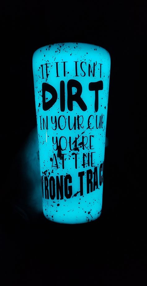 Glow-in-the-dark epoxy tumbler for dirt track fans Men Tumbler Ideas Vinyl, Manly Tumbler Ideas, Men Tumbler Ideas, Manly Tumblers, Mens Tumbler Cup Ideas, Tumbler Ideas For Men, Red Glitter Tumbler, Cup Sayings, Tumblers Ideas