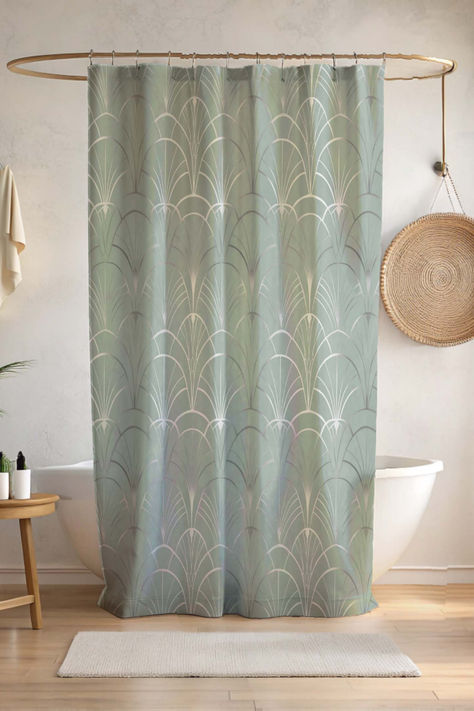 Add a touch of elegance to your bathroom decor with our Geometric Shower Curtain, featuring a stunning silver modern abstract Art Deco design. Perfect as a housewarming gift, this unique shower curtain enhances any new home decoration with its chic and contemporary flair. Bathroom Decor Silver, Abstract Home Decor, Geometric Shower Curtain, Unique Shower, Unique Shower Curtain, Shower Curtain Bathroom, Curtain Bathroom, Art Deco Home, Home Decor Art