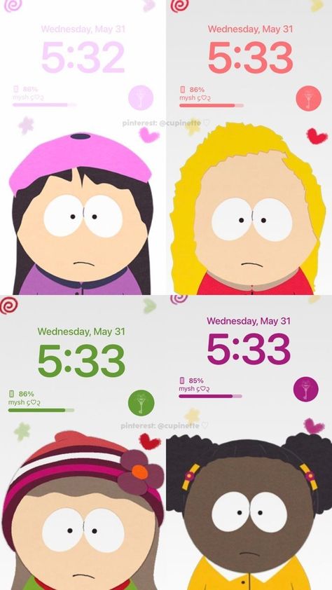 South Park Nicole, Southpark Matching, South Park Lockscreen, Bebe And Wendy, Bebe X Wendy, Wendy South Park, South Park Poster, Matching Lockscreens, South Park Wendy