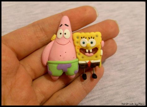 Bob Sponge, Polymer Clay Disney, Clay Model, Clay Figurines, Spongebob Birthday, Clay Magnets, Fondant Animals, Play Clay, Polymer Clay Diy