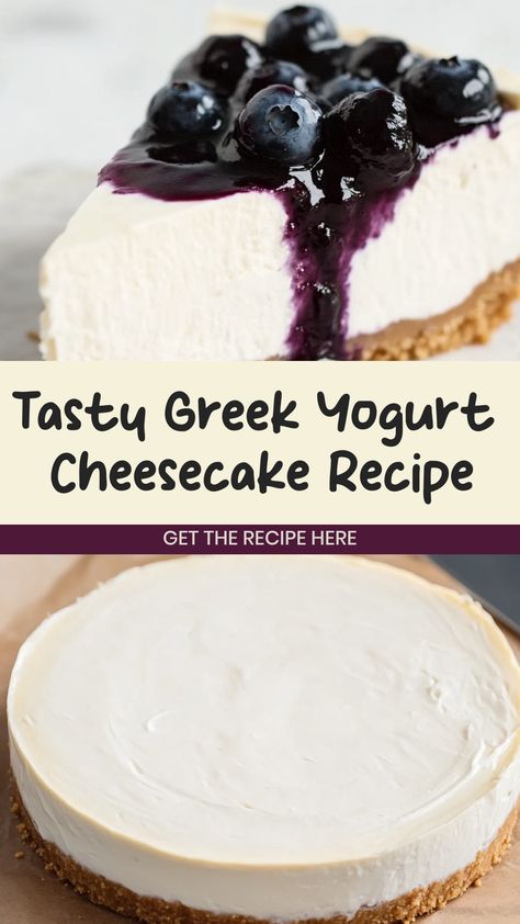 Looking for a delicious and healthier dessert option? Try this mouthwatering Greek yogurt cheesecake recipe! With a creamy texture and tangy flavor, this dessert is the perfect combination of sweet and tart. Indulge guilt-free with this twist on a classic favorite - your taste buds will thank you! Whether you're hosting a gathering or simply craving something sweet, this Greek yogurt cheesecake is sure to satisfy any dessert cravings. Treat yourself to a slice of creamy goodness today! Yogurt Cheesecake Recipe, Baking With Yogurt, Greek Yogurt Dessert, Cream Cheese Cheesecake, Creamy Cheesecake Recipe, Best Greek Yogurt, Greek Yogurt Cheesecake, Yogurt Cheesecake, Dessert Cravings