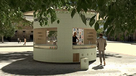 Kiosk Design on Behance Food Kiosk Design Mall, Park Kiosk Design, Interactive Kiosk Design, Kiosk Design Ideas Architecture, Guard Booth, Cafe Stand, Kiosk Cafe, Kiosk Ideas, Interactive Kiosk