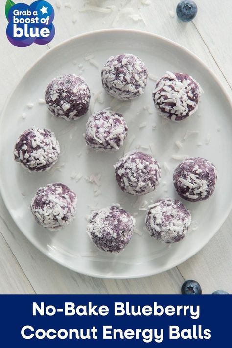 If you’ve got 5 minutes and a food processor, you can whip up No-Bake Blueberry Coconut Energy Balls as a make-ahead treat for the week! Perfect for snacking on the go, the bite-sized energy balls are loaded with blueberry flavor. Roll them in chopped nuts for extra crunch, or dip in melted chocolate for a sweeter finish. Coconut Energy Balls, Highbush Blueberry, Blueberry Recipes, Energy Balls, Frozen Blueberries, Sweet Tarts, Food Processor, Healthy Treats, Keto Dessert