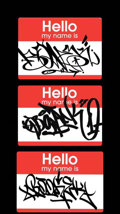 Hello My Name Is Sticker Graffiti, Red Graffiti, Graffiti Letters, Graffiti Tagging, Poster Room, Street Names, Graffiti Lettering, Hello My Name Is, Art Tips