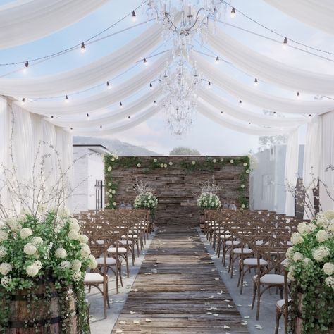 Wedding Garage Decor, Wedding In Garage, Parking Garage Wedding, Konsep Wedding Outdoor, Simple Wedding Tent Decor, Tent Wedding Ceremony, Tenda Nikahan, Wedding Locations California, Wedding Reception Backdrop