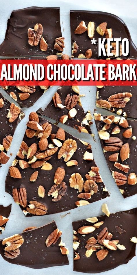 Keto Almond Bark, Keto Bark Recipes, Keto Chocolate Bark, Homemade Chocolate Bark, Almond Bark Recipes, Stylish Cravings, Low Sugar Diet Recipes, Bark Recipes, Chocolate Bar Recipe