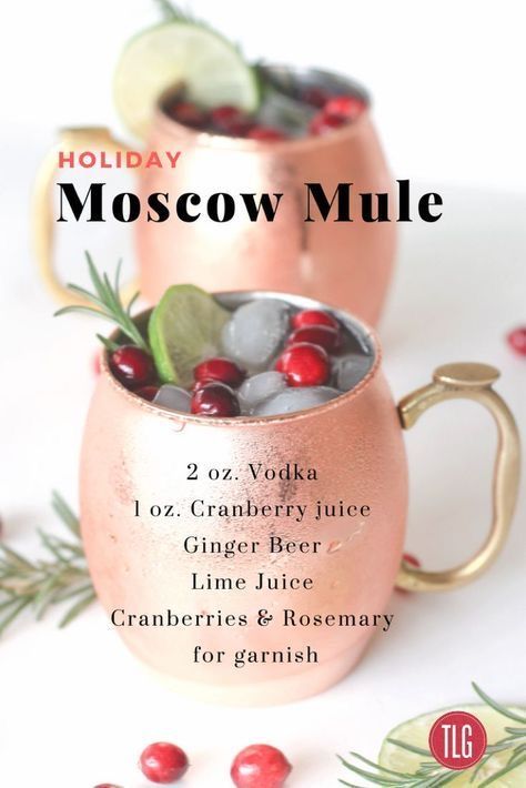 Holiday Moscow Mule, Moscow Mules, Moscow Mule Recipe, Mule Recipe, Boozy Drinks, Blue Curacao, Jello Shots, Fresh Cranberries, Christmas Cocktails