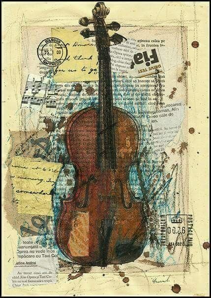 Music Drawing Ideas, Violin Poster, Drawing Ideas Sketch, Music Drawing, Ideas Sketch, Violin Art, Sheet Music Art, طابع بريدي, Newspaper Art