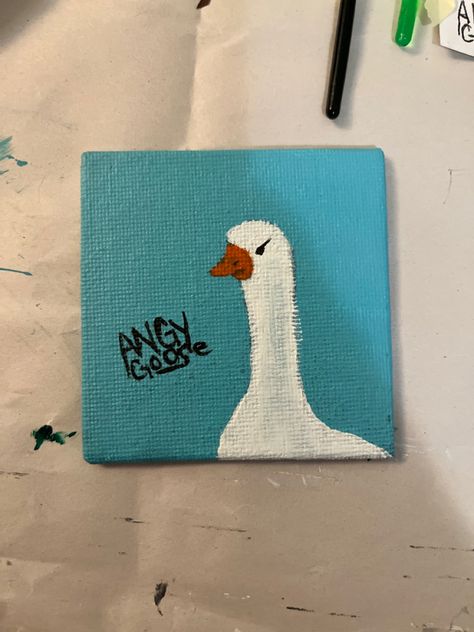 Really Simple Painting Ideas, Easy Tiny Paintings Ideas, Tiny Canvases Ideas, Light Blue Canvas Paintings, Tiny Painting Ideas On Canvas, Funny Simple Painting Ideas, Fun Small Paintings, Tiny Square Canvas Painting, Paint Ideas Easy Canvases