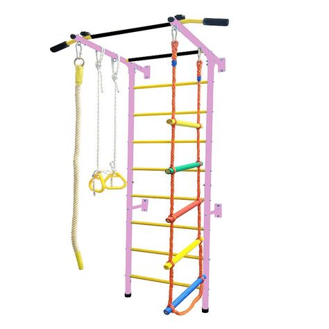 The Funphix 5-in-1 Swedish Ladder Wall indoor climbing gym playset allows your little one to stay entertained and active throughout the day, promoting optimal cognitive and physical development, dexterity, flexibility and balance in a fun way! The Funphix 5-in-1 Swedish Ladder Wall indoor climbing gym playset allows your little one to stay entertained and active throughout the day, promoting optimal cognitive and physical development, dexterity, flexibility and balance in a fun way! FEATURES A fun way to entertain kids while minimizing exposure to excess screen time and promote physical activity! Variety of ways to play ensure hours of fun for not only the little ones, but you as well! Unlike similar products on the market, these indoor climbing toys for toddlers are easy to mount without Indoor Toys For Active Kids, Diy Indoor Playground, Dream Playroom, Swedish Ladder, Indoor Climbing Gym, Indoor Playroom, Indoor Climbing, Climbing Gym, Sensory Room