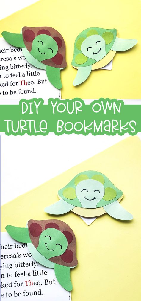 DIY turtle bookmarks Sea Turtle Crafts For Toddlers, T For Turtle Craft, Turtle Crafts For Kids, Turtle Template, Turtle Bookmark, Turtle Classroom, Sea Turtle Craft, Paper Turtle, Diy Turtle