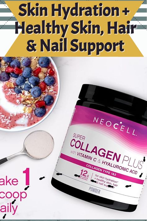 NeoCell Super Collagen Powder, Collagen Plus includes Vitamin C & Hyaluronic Acid, Promotes Healthy Hair, Beautiful Skin, & Nail Support, Collagen Type 1 & 3, 12g Collagen per Serving, 20.6 Oz Neocell Super Collagen, Collagen Powder, Hydrate Skin, Beautiful Skin, Beauty Face, Type 1, Hyaluronic Acid, Vitamin C, Healthy Hair