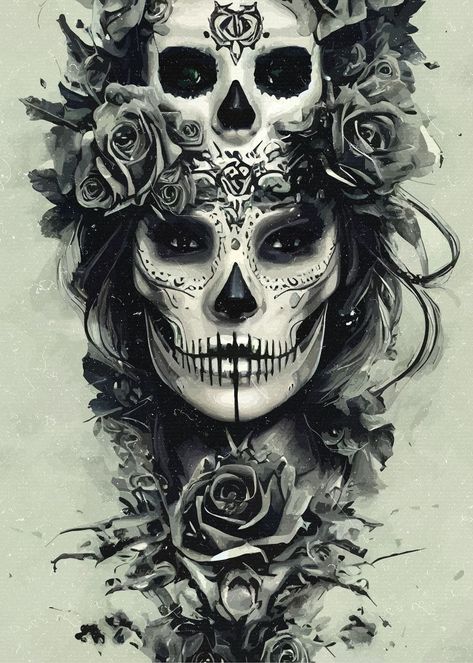 Skull Tattoo Design Women, Day Of The Dead Tattoo, Candy Skull Tattoo, Feminine Skull Tattoos, Catrina Tattoo, Skull Girl Tattoo, Skull Sleeve Tattoos, Skull Sleeve, Lion Head Tattoos