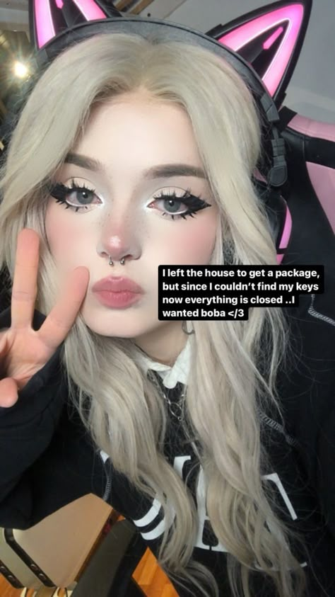 Milk Gore Makeup, Milkgore Makeup, Egirls Makeup, Uwu Girl Makeup, Milk Gore, Cat Girl Makeup, Egirl Make Up, Uwu Makeup, Kawaii Makeup Aesthetic