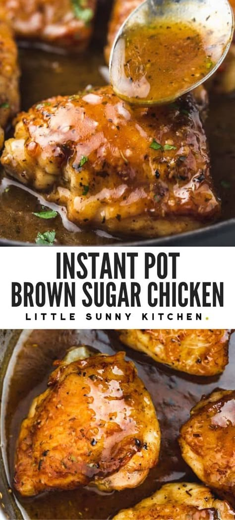 Glazed Chicken Thighs, Instapot Recipes Chicken, Garlic Brown Sugar Chicken, Serve Over Rice, Brown Sugar Chicken, Chicken Thigh Recipes Oven, Pressure Cooker Chicken, Chicken Thigh Recipes Crockpot, Boneless Chicken Thigh Recipes