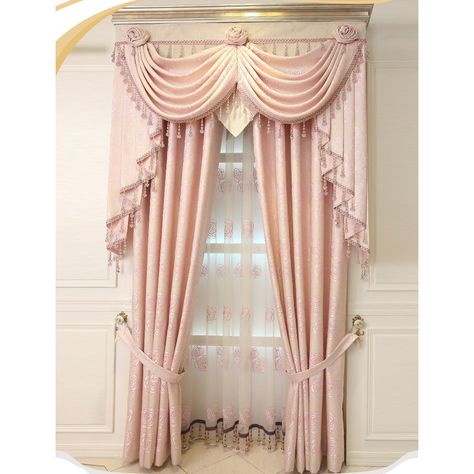 Sheer Curtains With Lights, Curtains With Lights, Royal Curtains, Lights On Ceiling, Curtain Designs For Bedroom, Pink Sheer Curtains, Girls Room Curtains, Royal Bedroom, Home Interior Ideas