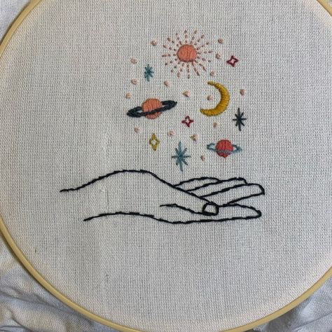 Stick and Stitch Embroidery Kit Celestial Stick on Modern - Etsy Australia Simple Moon Embroidery, Embroidery Moon Pattern, Embroidery Celestial, Celestial Embroidery, Space Embroidery, Stick And Stitch Embroidery, Stars Embroidery, Bamboo Embroidery, Moon Embroidery