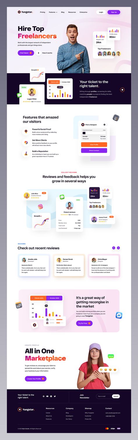 Talent Hiring Platform Landing Page designed by Farzan Faruk for Rylic Studio. Connect with them on Dribbble; the global community for designers and creative professionals. Creative Landing Page Design, Upwork Profile, Webinar Design, Ui Design Website, Interview Preparation, Hiring Now, Job Board, Company Profile, Landing Page Design