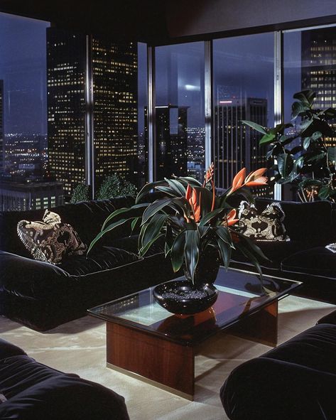 1980s Los Angeles luxury black velvet penthouses 🖤✨ [AI] Get your wall posters on liminaldestinations.com and AI prompts on Ko-fi (links in bio!) • • • • #80sinterior #1980sinterior #80saesthetic #1980s #80svibes #80snostalgia #80sdecor #80s #80spenthouse #vintage #interiordesign #homedecor #luxuryhomes #midcentury #midcenturymodern #postmodern #luxury #la #losangeles 90s Luxury Home, 80s Chic Interior Design, 80s Luxury Aesthetic, 1980s Apartment, 80s Apartment Aesthetic, 80s Penthouse, 1980s Living Room, 80s Living Room, Glam Apartment Decor