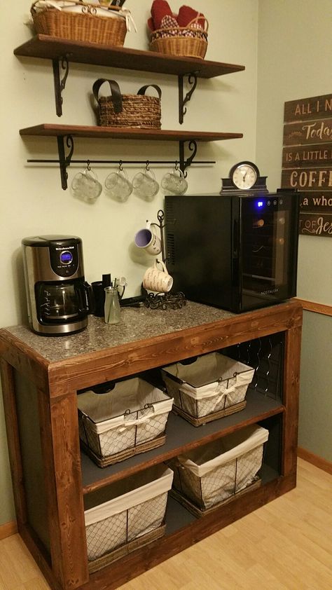 Granit top coffee bar Coffee Bar, Liquor Cabinet, My Home, New House, New Homes, Home Improvement, Bar, Coffee, Furniture