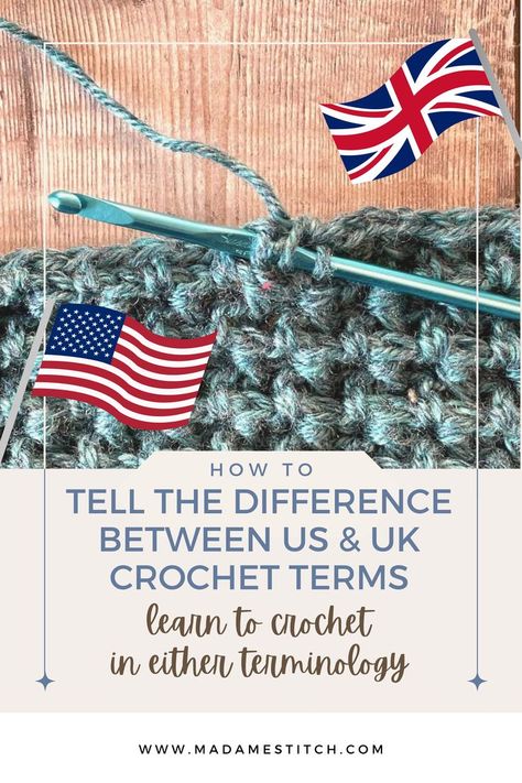 Did you know that crochet terminology in the UK and US are different? Once you learn the key similarities and differences, you'll know how to read crochet patterns in UK or US terms. That gives you access to practically any pattern in the English language. Visit the blog for more information and to get your free PDF resource! Written Crochet Patterns, Uk Crochet Terms, Crochet Terminology, Simply Crochet, Diagram Chart, Half Double Crochet Stitch, Similarities And Differences, Crochet Magazine, Double Crochet Stitch